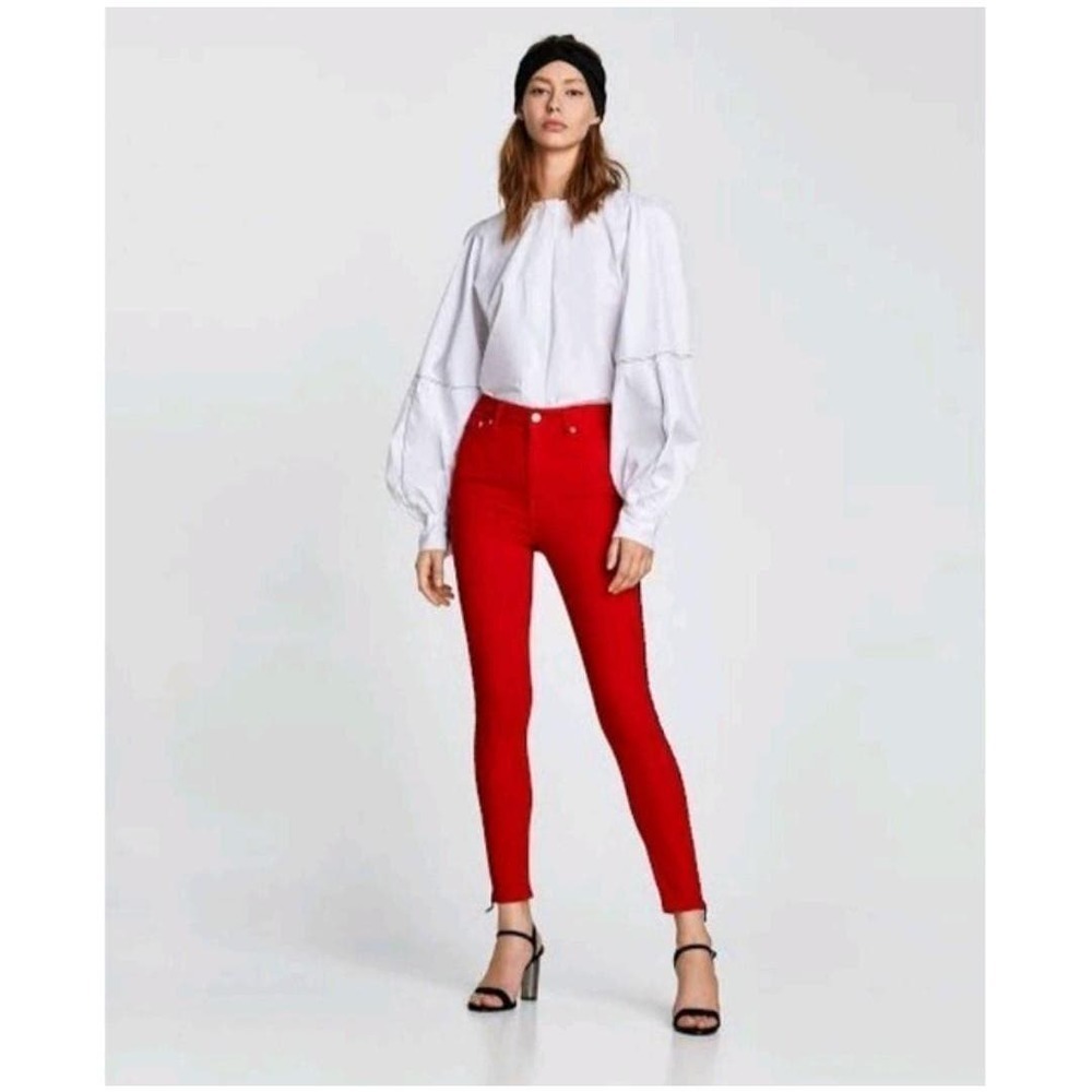 Zara Women's Premium Denim High Waisted Skinny Side Stripe Ankle Jeans Size 26